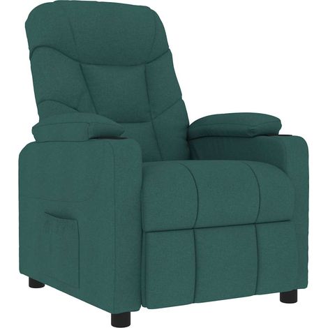 Maison Exclusive - Poltrona Massaggiante Verde Scuro in Tessuto