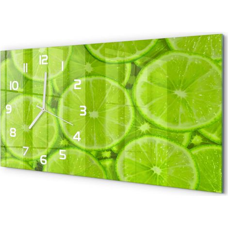 Horloge Murale Maison 60x30 cm Design Panoramique Salon Cuisine Bureau Citrons verts (1/5)