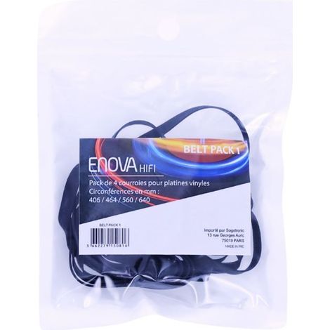 Courroie d’entraînement pour platine vinyle Enova HiFi BELT PACK 01 lot de 4 noires (406/464/560/640 mm)