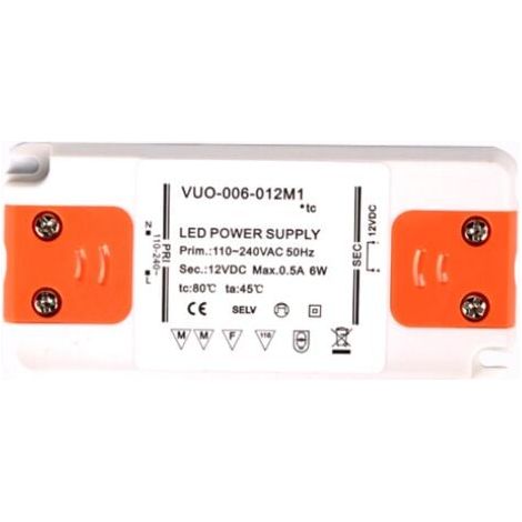 Transformador de alimentación LED - 6 W, 12 V CC, 0,25 A - Voltaje constante para tiras LED y bombillas LED G4, MR11 y MR16 (1/3)