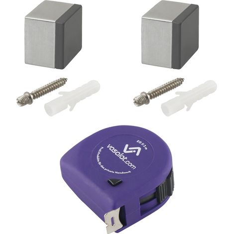 vasalat Türstopper Wand mit Dämpfer - Tür Stopper Wand mit Gummipuffer 25x25mm, Höhe 20mm, Türpuffer zum Schutz von Wand & Tür, Edelstahl matt - 2 Stück (1/4)