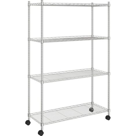 vidaXL Scaffale a 4 Livelli con Ruote 90x35x142 cm Cromato 200 kg (1/6)