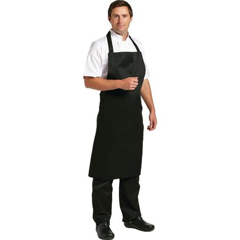 Tablier Bavette Polyester-Coton Noir XL - Whites Chefs Clothing (1/2)