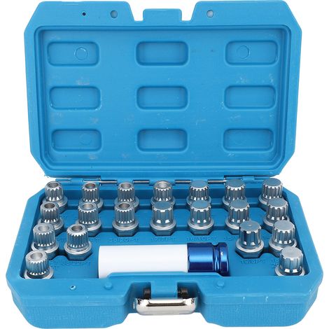 Kit d'outils pour enlever les écrous de roue, avec adaptateur d'entraînement 1/2 pouces, en acier chromé 36 1 300 pour R50 R52 R53, 21 pièces