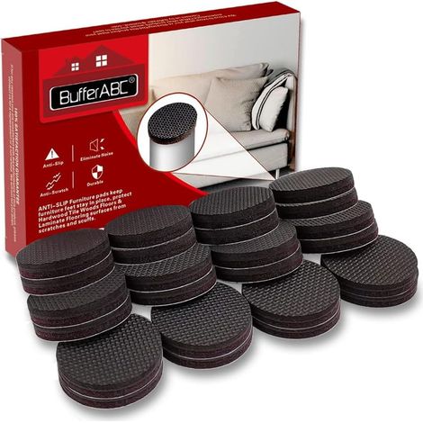 Patin Antiderapant Tampon Caoutchouc Meuble, 24pcs 50mm Patins Antidérapants Adhesif Sol pour la Fixation en Place des Mobiliers, pour Protéger Votre Plancher (Rond (1/5)
