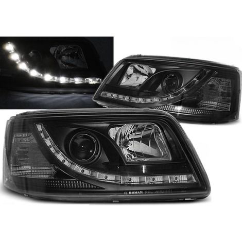 Paire de feux phares VW T5 03-09 Daylight DRL led noir-27362076 (1/3)