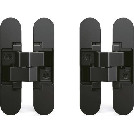 Charnière invisible pour portes lourdes – Lot de 2 – Charge 35 kg – Ouverture 180º – Épaisseur 35 à 45 mm – Zamak noir (1/5)
