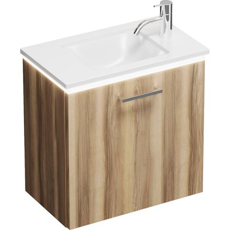 Vasque en fonte minérale Burg Eqio + meuble sous-vasque Frassino, décor Cappuccino/Alpine GRP95