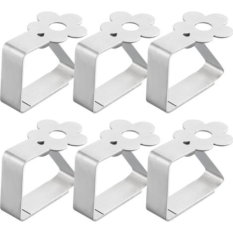 6 Pcs Pinces à Nappe en Acier Inoxydable Attache Nappe de Table Exterieur Nappe Clips Anti-Glissant Accroche Nappe Table Grande Epaisse Pince Nappe Ajustable pour la Maison de Mariage Partie (1/5)