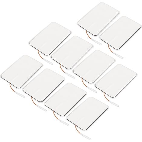 Lot de 10 électrodes de rechange rectangulaires réutilisables pour appareil TENS (stimulateur musculaire par électrothérapie), ouverture : 2,5 mm / 0,098 po (1/5)