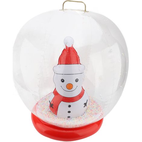 Boule de Noël gonflable de 60 cm (23,6 pouces) en PVC avec lumières LED, bonhomme de neige lumineux, décoration extérieure pour jardin, pelouse, porche (1/5)