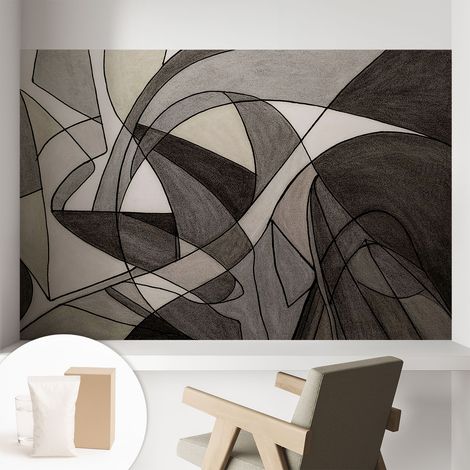 Papier peint intissé décoratif pour salon chambre et cuisine Facile à poser avec colle Abstraction géométrique 104x70 cm (1/5)