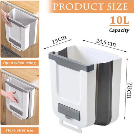 Poubelle cuisine murale, 1 pièce, gris sans dimension 10L, bac compost pliable antiodeur pour placard bureau salle bain Aucunely (1/5)