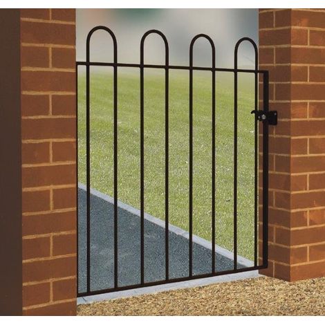 Court Hoop Top Single Gate - Solid Steel - Fits Gap of 1000 mm x 950 mm High - Electro Galvanised/Black Powder Coated