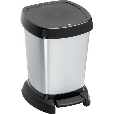 Poubelle à pédale argentée Rotho Paso 6 litres (1/3)
