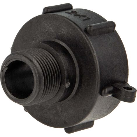 tecuro IBC Adapter Anschlusskappe mit Grobgewinde S60 x 6 und Aussengewinde 1 Zoll (DN25), HDPE (1/5)