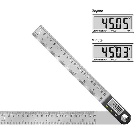 Righello angolare digitale Goniometro, misurazione dell'angolo 0°-360°, misuratore dell'angolo in acciaio inossidabile con display LCD, righello in acciaio inossidabile per lavorazione del legno, comp