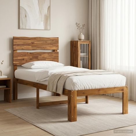 vidaXL Single Bed Frame with Headboard ROSTOCK Natural 100 x 200 cm (1/5)