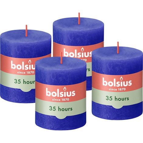 Bougie rustique - Bleu - 8 cm - Lot de 4 - Bougies décoratives - Sans huile de palme - Avec cire végétale naturelle (1/5)