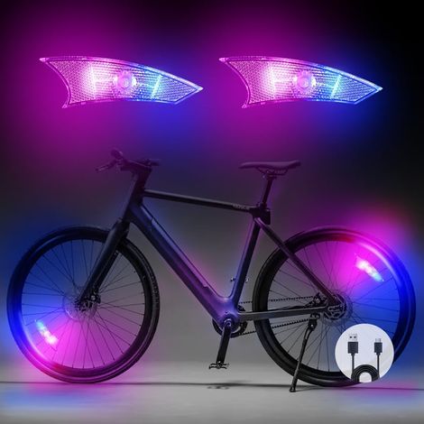 CCYKXA 2-teiliges Fahrrad-Speichenlicht-Set, LED-Fahrrad-Speichenlichter, wasserdichtes LED-Neon-Reifenspeichenlicht für Fahrradräder