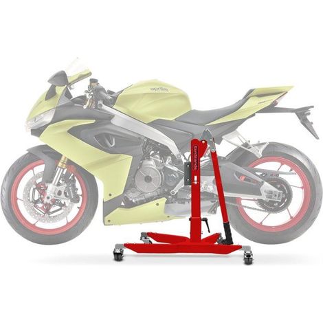 Béquille d'atelier - CONSTANDS - Aprilia RS 660 (2020-2025) - rouge - Capacité 300 kg - Kit plaque d’adaptation