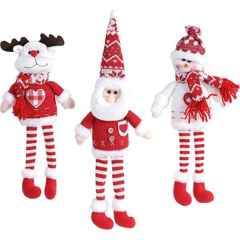 Poupée de Noël à longues jambes 3 rideaux du Père Noël (1/5)