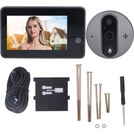Sonnette vidéo multifonction avec écran LCD 4,3 pouces, vision nocturne HD 3 millions de pixels, détection de mouvement PIR et Wi-Fi.-AquaForge (1/5)
