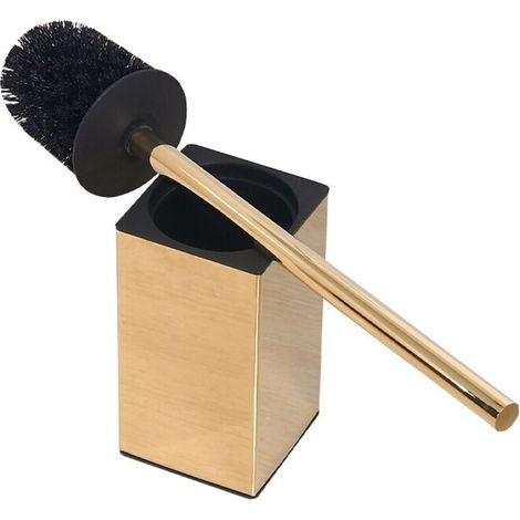 Porte-brosse WC doré avec brosse, en acier inoxydable nickelé.-AquaForge (1/5)