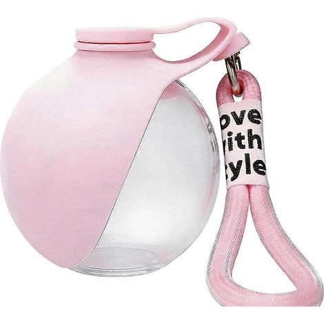 Bouteille d'eau pour chiens et chats avec bol en silicone, 285 ml, étanche, distributeur portable d'extérieur, rose.-AquaForge (1/5)