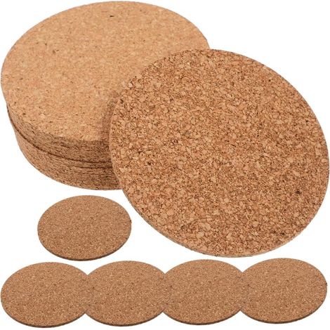 Élégant ensemble de 50 sous-verres ronds en liège résistant à la chaleur et dotés d'une isolation thermique. (1/5)