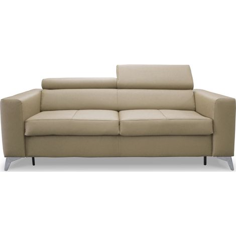 Canapé 3 places convertible en cuir italien de luxe MOVIDA, beige (1/2)