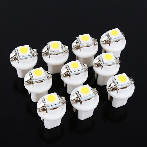 10PCS Ampoule LED T5 5050 1SMD 12V pour Compteur Voiture Tableau de Bord Éclairage Latéral (1/5)
