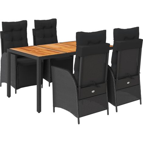 Maison Exclusive - 5-tlg. Garten-Essgruppe mit Kissen Schwarz Pol (1/5)