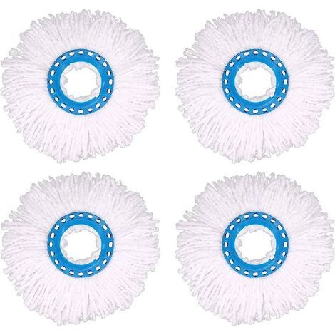 4Pcs Têtes Microfibre Balai, Tête de Vadrouille Rechange Rond Têtes Mop Rotation à 360 pour Nettoyage des Sols (Diamètre 16 cm) (1/4)