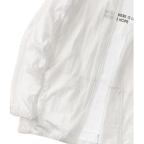 Leichte und atmungsaktive Herren-Sonnenschutzjacke mit langen Ärmeln, winddicht und kühlend, ideal zum Angeln, Wandern und für Sommersportarten (weiß, Größe 2XL). (1/4)