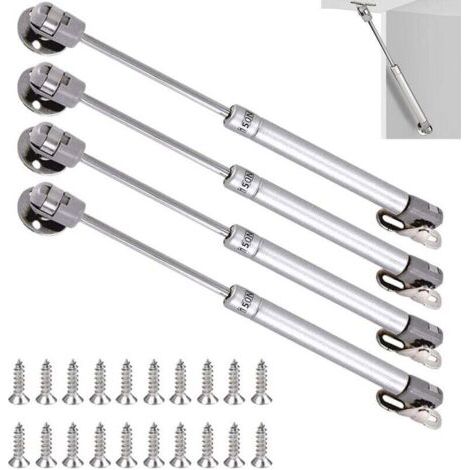Lot de 4 vérins à gaz 150N – Longueur 270mm – Acier laminé et plastique ABS – Pour portes en bois et meubles TV – Installation sécurisée
