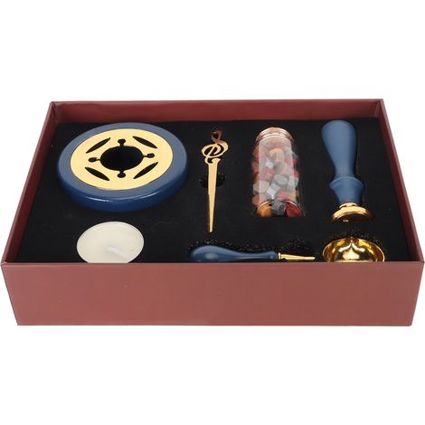 Kit de timbre à cacheter rétro avec cire, cuillère et chauffe-cire pour invitations, enveloppes et cartes postales (1/5)