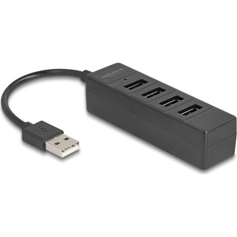 Delock Hub USB de 4 puertos USB 2.0 con 4 x USB Tipo-A hembra negro