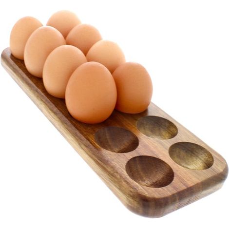 Soporte para huevos rellenos, soporte de madera para huevos rellenos, soporte redondo de doble cara con 24 orificios y estante de carbón (1/4)