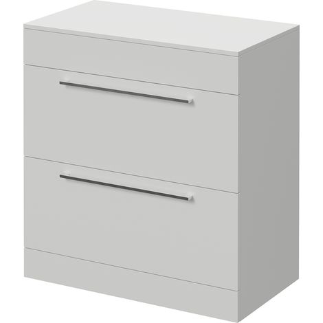 Napoli 460 Gloss Grey Pearl 800mm 2 Drawer Vanity Unit for Countertop Basins - 800mm - Chrome 480mm Handle