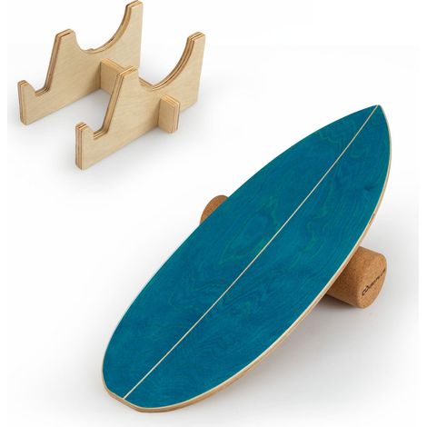 Wooden Balancing Board with Cork Roller and Storage Rack to Exercise-SE (1/5)