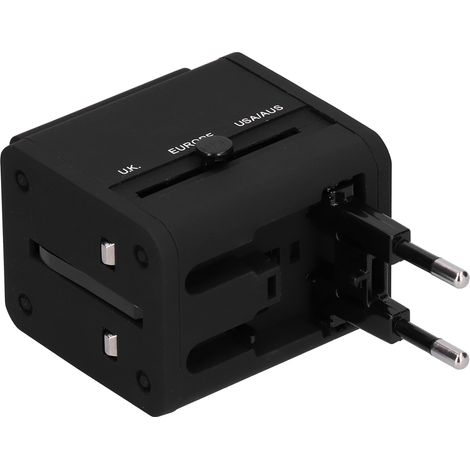 Adaptateur de Voyage Intelligent Universel avec Ports USB - Convertisseur de Prise UK, UE, US, JP, AU, CN - 100‑240V Noir (1/5)