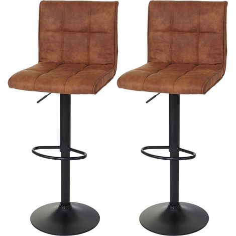 Set di 2 sgabelli da bar in tessuto similpelle scamosciata marrone chiaro TDB04031