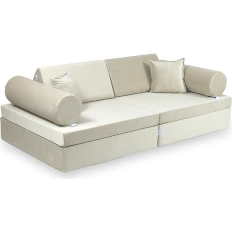 Canapé de jeu Montessori Comfort Velvet écru (1/5)