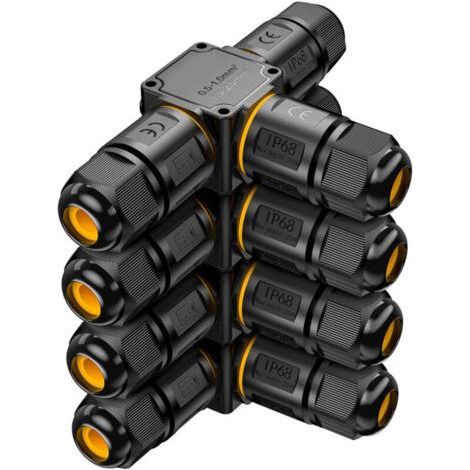 4 PCS Connecteurs de Câbles Étanches IP68 - Boîte de jonction 3 voies connecteur etanche 3 fils - Raccordement extérieur du jardin - Dérivation de câble 6-11mm - Coffret électrique externe étanche (1/4)