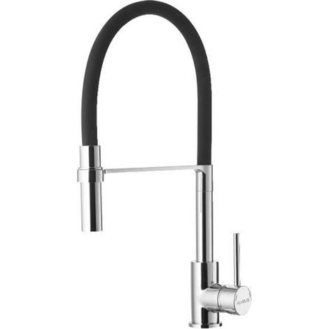 Alveus Grifería - Grifo de fregadero con brazo flexible, cromo/negro 1129024 (1/2)
