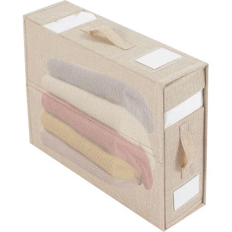 Aufbewahrungsbox für Bettwäsche, faltbare Aufbewahrungsbox für Kleiderschrankwäsche, Aufbewahrungsbox für Bettdecken, beige, 1 Stück (1/5)