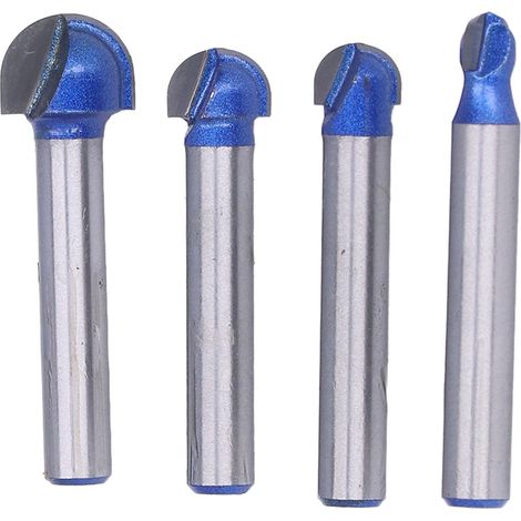 Mèches de toupie à nez rond, Double cannelure, boîte à noyau pour le travail du bois, fraise avec tige de 1/4 po, 4 pièces