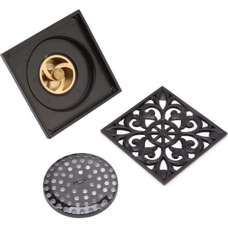 Siphon de sol salle de bain anti-odeur carré siphon de sol en acier inoxydable cuivre douche drain (1/5)