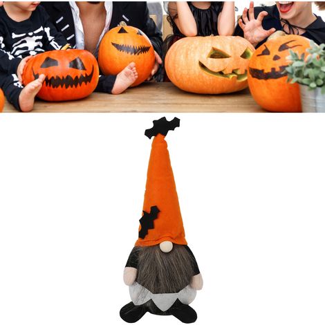 Nouvelles décorations d'Halloween : figurine de Rudolph sans visage (BOO), poupée décorative pour le festival des fantômes, chapeau orange. (1/5)